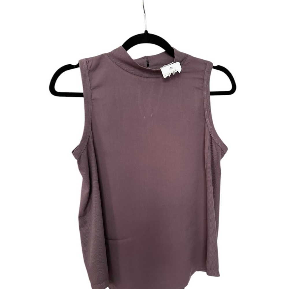 Allison Joy Eva Top Size S Sleeveless Mock Rib Trim Top Purple/Mauve